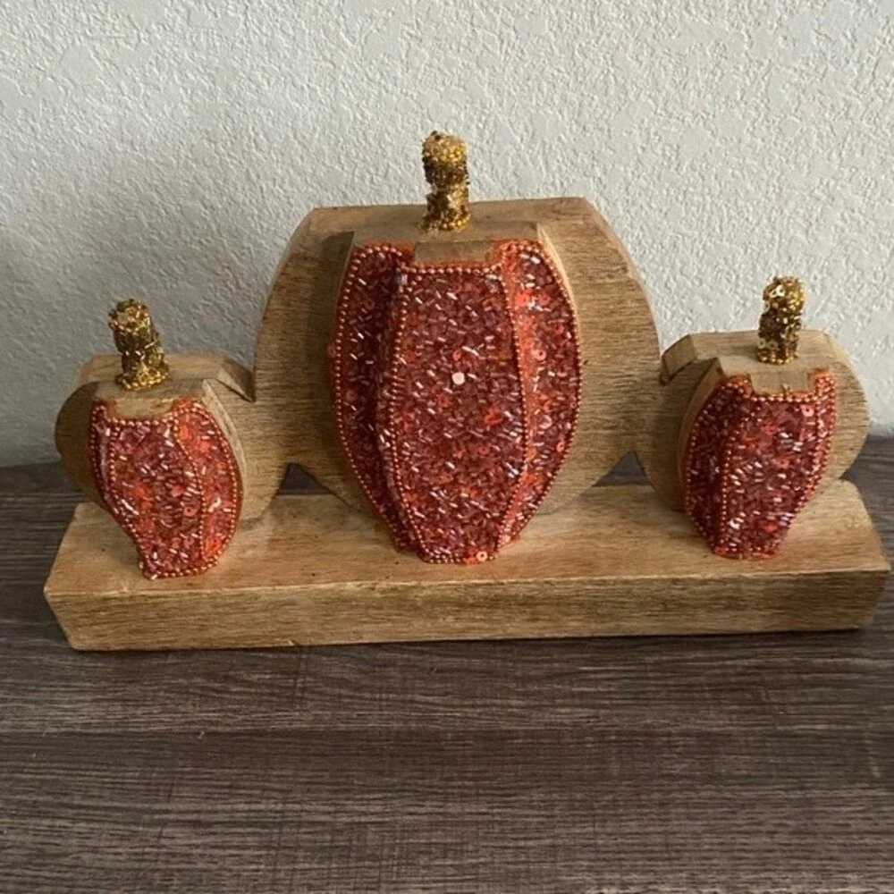 Fall Holiday Decor Wooden Pumpkin Tabletop Farmhouse Rustic Autumn holiday